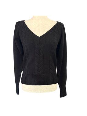 Madewell Womens Femme V-Neck Carlia Pullover Sweater~Size XXS~Black NWT L7 14